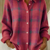 Dames Geruite Flanellen Blouse met Lange Mouwen