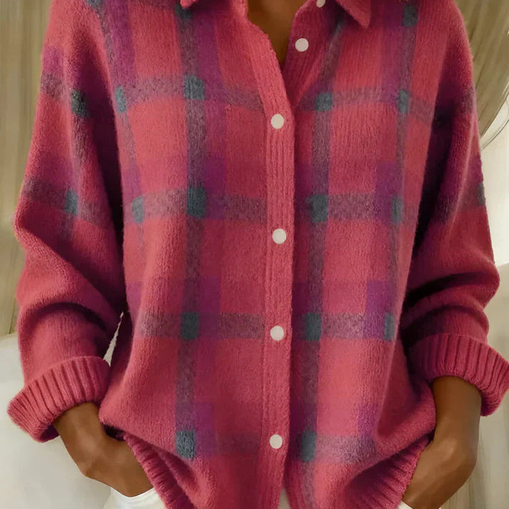 Dames Geruite Flanellen Blouse met Lange Mouwen