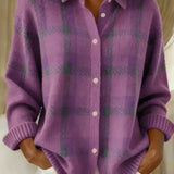 Dames Geruite Flanellen Blouse met Lange Mouwen