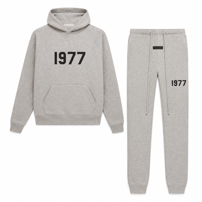 Heren 1977 Premium Streetwear Set – Hoodie & Joggingbroek – Grijs