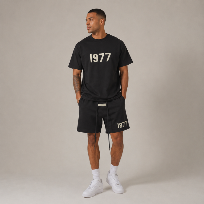 Premium Short Set met Grafische Print – Oversized, Comfortabel en Tijdloos Stijlvol