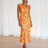 Dames Midi Jurk met Bloemenprint en Spaghettibandjes