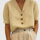 Dames blouse met knopen en korte mouwen