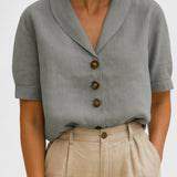 Dames blouse met knopen en korte mouwen