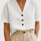 Dames blouse met knopen en korte mouwen
