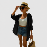 Dames blouse met oogprint en knoopsluiting