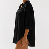 Dames blouse met oogprint en knoopsluiting