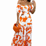 Dames Maxi Jurk met Bloemenprint en Off-Shoulder Halslijn
