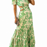Dames Maxi Jurk met Bloemenprint en Off-Shoulder Halslijn