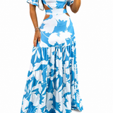 Dames Maxi Jurk met Bloemenprint en Off-Shoulder Halslijn