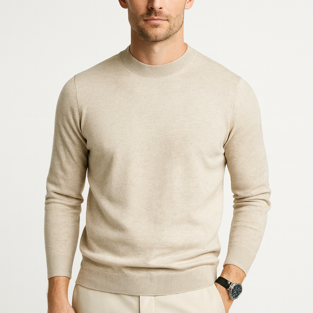 Heren pullover met regular fit, effen design