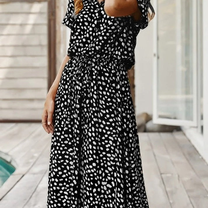 Roestbruine Midi Jurk met Print