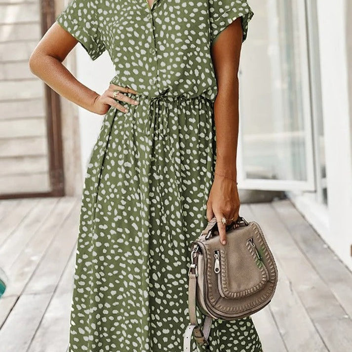 Roestbruine Midi Jurk met Print