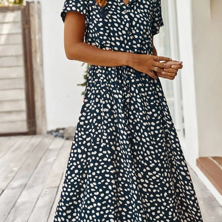 Roestbruine Midi Jurk met Print