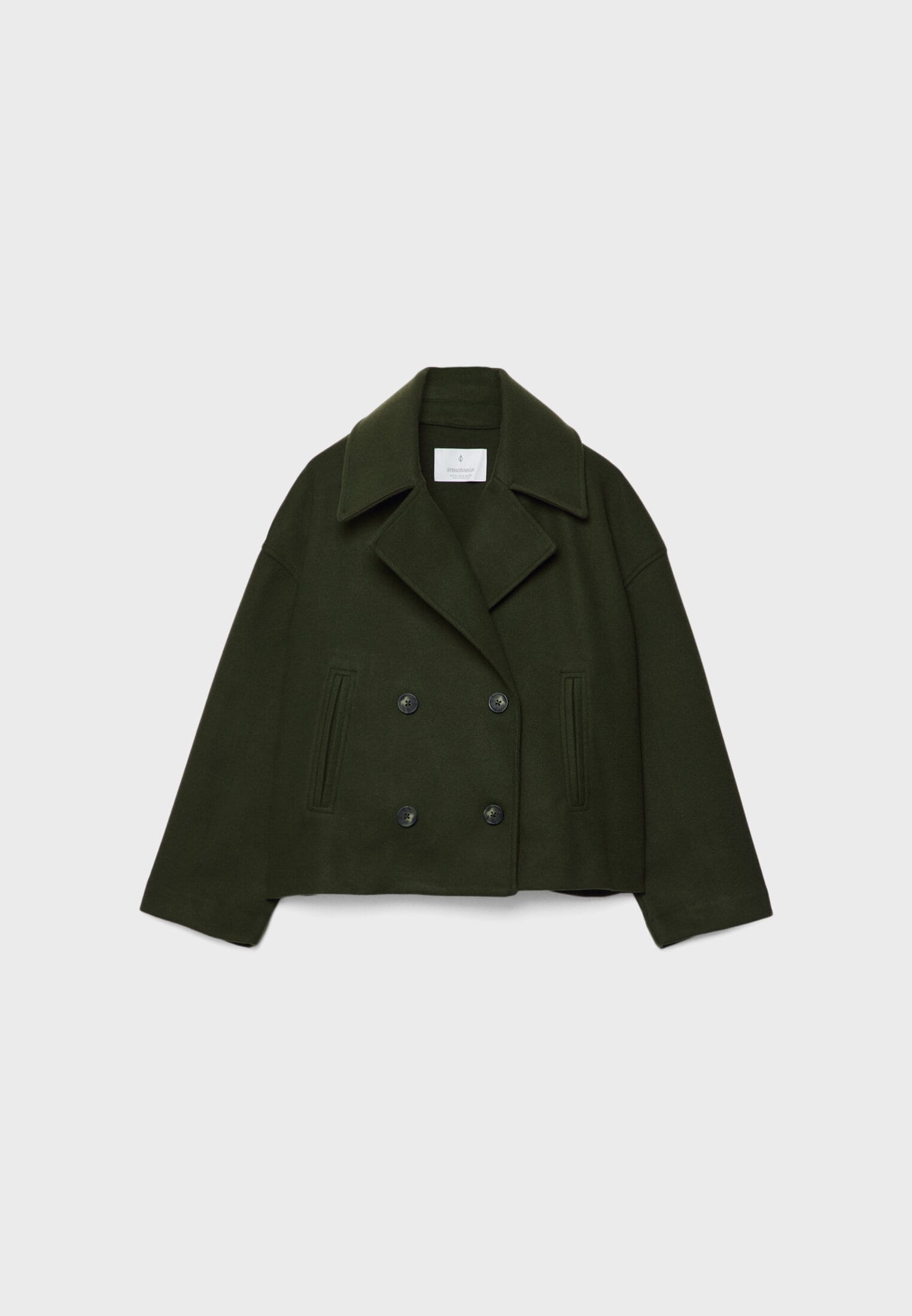 Elara chique korte jas voor dames – stijlvolle jas met dubbele rij knoopsluiting, hoogwaardige stof en comfortabele pasvorm, perfect voor werk of speciale gelegenheden.