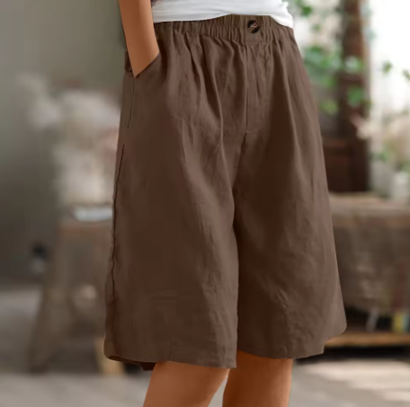 Dames Linnen Shorts met Elastische Taille