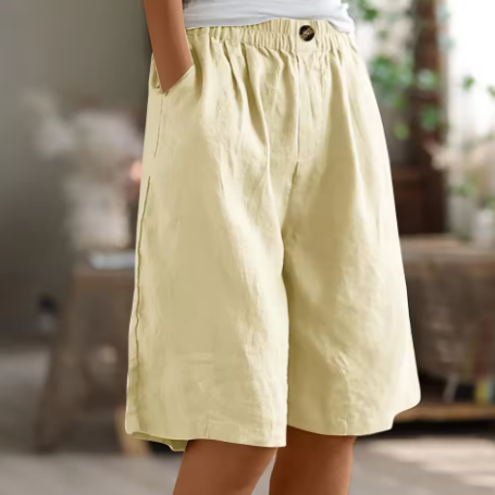 Dames Linnen Shorts met Elastische Taille
