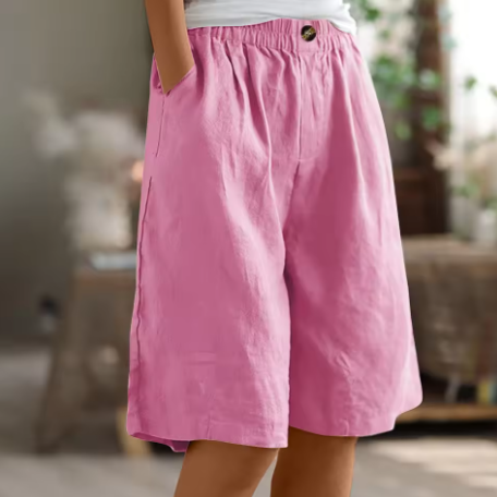 Dames Linnen Shorts met Elastische Taille
