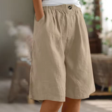 Dames Linnen Shorts met Elastische Taille