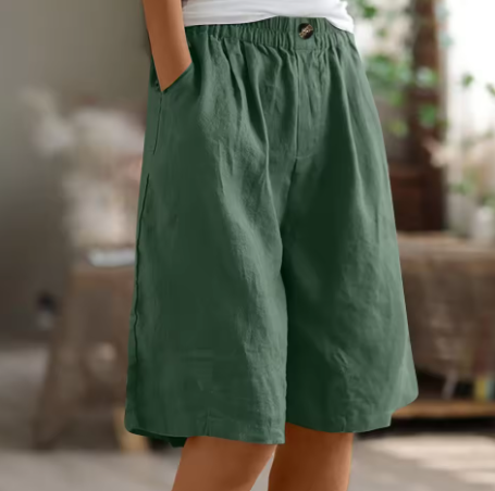 Dames Linnen Shorts met Elastische Taille