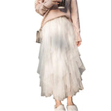Dames Maxi Tule Rok met Gelaagde Volants