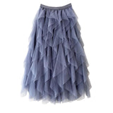 Dames Maxi Tule Rok met Gelaagde Volants