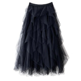 Dames Maxi Tule Rok met Gelaagde Volants