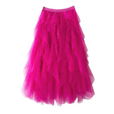 Dames Maxi Tule Rok met Gelaagde Volants