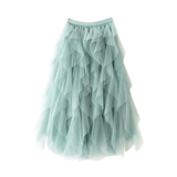 Dames Maxi Tule Rok met Gelaagde Volants