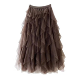 Dames Maxi Tule Rok met Gelaagde Volants