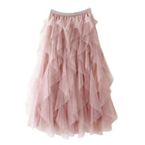 Dames Maxi Tule Rok met Gelaagde Volants
