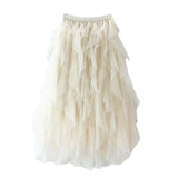 Dames Maxi Tule Rok met Gelaagde Volants