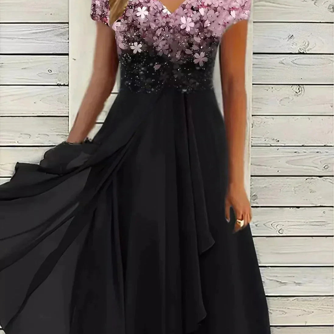 Maxi Jurk met Bloemenkant en Verloopprint