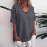 Dames Losvallend T-shirt met V-hals