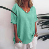 Dames Losvallend T-shirt met V-hals