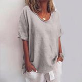 Dames Losvallend T-shirt met V-hals