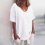 Dames Losvallend T-shirt met V-hals