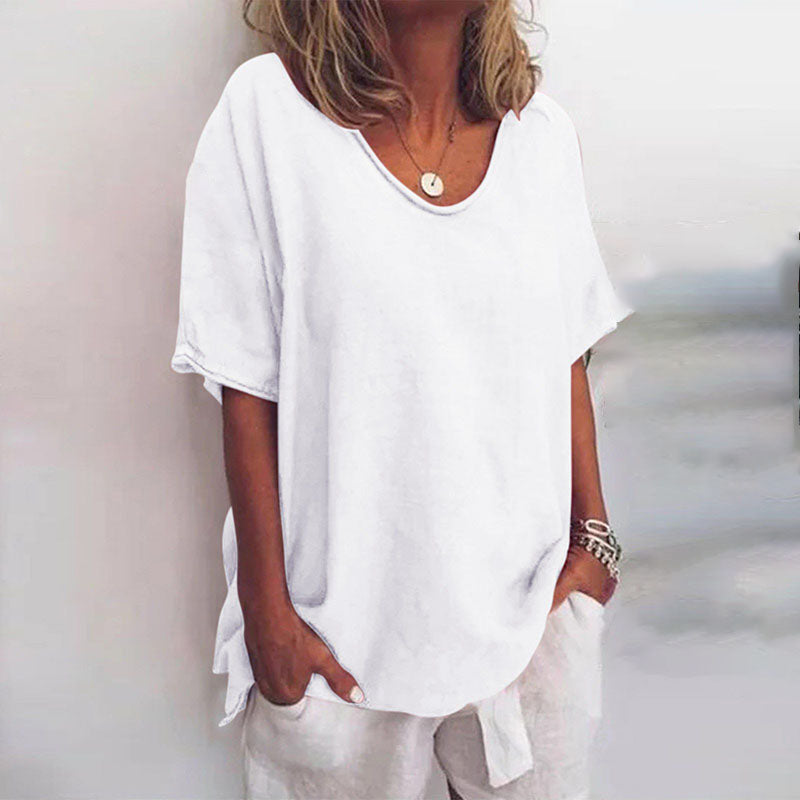 Dames Losvallend T-shirt met V-hals