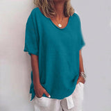 Dames Losvallend T-shirt met V-hals