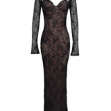Dames Maxi Kantjurk met Lange Mouwen