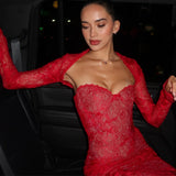 Dames Maxi Kantjurk met Lange Mouwen