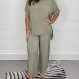 Tweedelige Set met Losvallende Top en Wijde Broek
