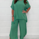 Tweedelige Set met Losvallende Top en Wijde Broek
