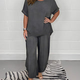 Tweedelige Set met Losvallende Top en Wijde Broek