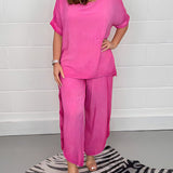 Tweedelige Set met Losvallende Top en Wijde Broek
