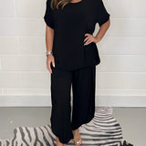 Tweedelige Set met Losvallende Top en Wijde Broek