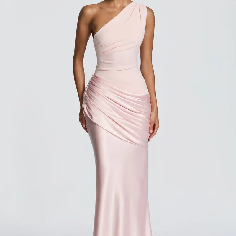 One-Shoulder Maxi Jurk met Drapering