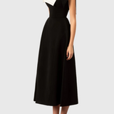 Elegante Off Shoulder Midi Jurk met Contrast Design