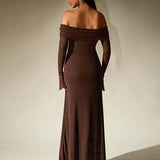 Off-Shoulder Maxi Jurk met Glitterdetails