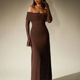 Off-Shoulder Maxi Jurk met Glitterdetails